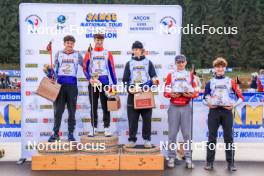 19.10.2024, Arcon, France (FRA): Timeo Amiotte (FRA), Augustin Remonnay (FRA), Tobit Keller (SUI), Mathis Yvoz (FRA), Charli Thiery (FRA), (l-r) - Biathlon Samse Summer Tour, sprint, Arcon (FRA). www.nordicfocus.com. © Manzoni/NordicFocus. Every downloaded picture is fee-liable.