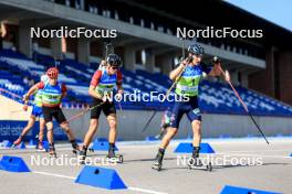 25.08.2024, Otepaeae, Estonia (EST): Mikulas Karlik (CZE), Adam Vaclavik (CZE), Dmytro Pidruchnyi (UKR), (l-r) - IBU Summer Biathlon World Championships, mass men, Otepaeae (EST). www.nordicfocus.com. © Manzoni/NordicFocus. Every downloaded picture is fee-liable.