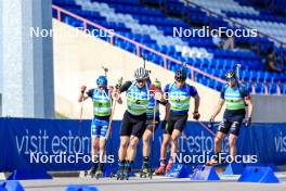 25.08.2024, Otepaeae, Estonia (EST): Oscar Andersson (SWE), Thierry Langer (BEL), George Coltea (ROU), Jonas Marecek (CZE), (l-r) - IBU Summer Biathlon World Championships, mass men, Otepaeae (EST). www.nordicfocus.com. © Manzoni/NordicFocus. Every downloaded picture is fee-liable.