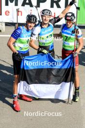 25.08.2024, Otepaeae, Estonia (EST): Jonas Marecek (CZE), Rene Zahkna (EST), Andrejs Rastorgujevs (LAT), (l-r) - IBU Summer Biathlon World Championships, mass men, Otepaeae (EST). www.nordicfocus.com. © Manzoni/NordicFocus. Every downloaded picture is fee-liable.