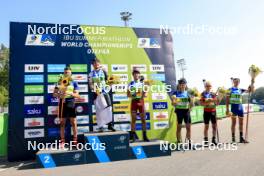 25.08.2024, Otepaeae, Estonia (EST): Jonas Marecek (CZE), Rene Zahkna (EST), Andrejs Rastorgujevs (LAT), Anton Dudchenko (UKR), Tomas Mikyska (CZE), George Coltea (ROU), (l-r) - IBU Summer Biathlon World Championships, mass men, Otepaeae (EST). www.nordicfocus.com. © Manzoni/NordicFocus. Every downloaded picture is fee-liable.