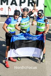 25.08.2024, Otepaeae, Estonia (EST): Jonas Marecek (CZE), Rene Zahkna (EST), Andrejs Rastorgujevs (LAT), (l-r) - IBU Summer Biathlon World Championships, mass men, Otepaeae (EST). www.nordicfocus.com. © Manzoni/NordicFocus. Every downloaded picture is fee-liable.