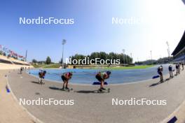 25.08.2024, Otepaeae, Estonia (EST): Dmitrii Shamaev (ROU), Wojciech Skorusa (POL), Adam Vaclavik (CZE), (l-r) - IBU Summer Biathlon World Championships, mass men, Otepaeae (EST). www.nordicfocus.com. © Manzoni/NordicFocus. Every downloaded picture is fee-liable.