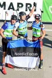 25.08.2024, Otepaeae, Estonia (EST): Jonas Marecek (CZE), Rene Zahkna (EST), Andrejs Rastorgujevs (LAT), (l-r) - IBU Summer Biathlon World Championships, mass men, Otepaeae (EST). www.nordicfocus.com. © Manzoni/NordicFocus. Every downloaded picture is fee-liable.