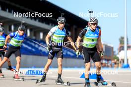 25.08.2024, Otepaeae, Estonia (EST): Jonas Marecek (CZE), George Coltea (ROU), Thierry Langer (BEL), (l-r) - IBU Summer Biathlon World Championships, mass men, Otepaeae (EST). www.nordicfocus.com. © Manzoni/NordicFocus. Every downloaded picture is fee-liable.