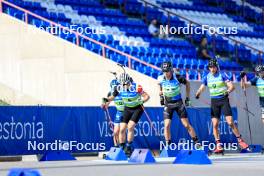 25.08.2024, Otepaeae, Estonia (EST): Oscar Andersson (SWE), Thierry Langer (BEL), George Coltea (ROU), Jonas Marecek (CZE), (l-r) - IBU Summer Biathlon World Championships, mass men, Otepaeae (EST). www.nordicfocus.com. © Manzoni/NordicFocus. Every downloaded picture is fee-liable.