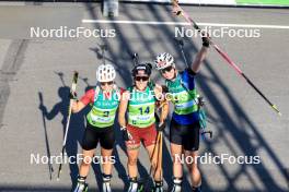 25.08.2024, Otepaeae, Estonia (EST): Tereza Vobornikova (CZE), Baiba Bendika (LAT), Suvi Minkkinen (FIN), (l-r) - IBU Summer Biathlon World Championships, mass women, Otepaeae (EST). www.nordicfocus.com. © Manzoni/NordicFocus. Every downloaded picture is fee-liable.