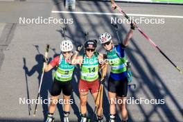 25.08.2024, Otepaeae, Estonia (EST): Tereza Vobornikova (CZE), Baiba Bendika (LAT), Suvi Minkkinen (FIN), (l-r) - IBU Summer Biathlon World Championships, mass women, Otepaeae (EST). www.nordicfocus.com. © Manzoni/NordicFocus. Every downloaded picture is fee-liable.