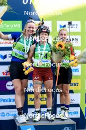 25.08.2024, Otepaeae, Estonia (EST): Suvi Minkkinen (FIN), Baiba Bendika (LAT), Tereza Vobornikova (CZE), (l-r) - IBU Summer Biathlon World Championships, mass women, Otepaeae (EST). www.nordicfocus.com. © Manzoni/NordicFocus. Every downloaded picture is fee-liable.