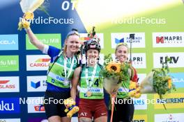 25.08.2024, Otepaeae, Estonia (EST): Suvi Minkkinen (FIN), Baiba Bendika (LAT), Tereza Vobornikova (CZE), (l-r) - IBU Summer Biathlon World Championships, mass women, Otepaeae (EST). www.nordicfocus.com. © Manzoni/NordicFocus. Every downloaded picture is fee-liable.