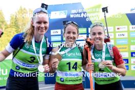 25.08.2024, Otepaeae, Estonia (EST): Suvi Minkkinen (FIN), Baiba Bendika (LAT), Tereza Vobornikova (CZE), (l-r) - IBU Summer Biathlon World Championships, mass women, Otepaeae (EST). www.nordicfocus.com. © Manzoni/NordicFocus. Every downloaded picture is fee-liable.