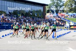 25.08.2024, Otepaeae, Estonia (EST): Joanna Jakiela (POL), Lotte Lie (BEL), Lucie Charvatova (CZE), Paulina Batovska Fialkova (SVK), Suvi Minkkinen (FIN), (l-r) - IBU Summer Biathlon World Championships, mass women, Otepaeae (EST). www.nordicfocus.com. © Manzoni/NordicFocus. Every downloaded picture is fee-liable.