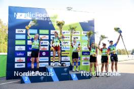 25.08.2024, Otepaeae, Estonia (EST): Suvi Minkkinen (FIN), Baiba Bendika (LAT), Tereza Vobornikova (CZE), Lucie Charvatova (CZE), Joanna Jakiela (POL), Susan Kuelm (EST), (l-r) - IBU Summer Biathlon World Championships, mass women, Otepaeae (EST). www.nordicfocus.com. © Manzoni/NordicFocus. Every downloaded picture is fee-liable.