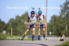 25.08.2024, Otepaeae, Estonia (EST): Sivert Gerhardsen (NOR), Andreas Aas (NOR), (l-r) - IBU Summer Biathlon World Championships, pursuit junior men, Otepaeae (EST). www.nordicfocus.com. © Manzoni/NordicFocus. Every downloaded picture is fee-liable.