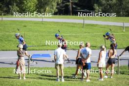 25.08.2024, Otepaeae, Estonia (EST): Georgi Dzhorgov (BUL), Andreas Praesterud (NOR), Oliver Alm (NOR), (l-r) - IBU Summer Biathlon World Championships, pursuit junior men, Otepaeae (EST). www.nordicfocus.com. © Manzoni/NordicFocus. Every downloaded picture is fee-liable.