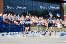 25.08.2024, Otepaeae, Estonia (EST): Inka Hamalainen (FIN), Oleksandra Merkushyna (UKR), (l-r) - IBU Summer Biathlon World Championships, pursuit junior women, Otepaeae (EST). www.nordicfocus.com. © Manzoni/NordicFocus. Every downloaded picture is fee-liable.