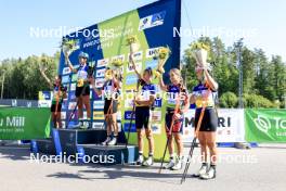 25.08.2024, Otepaeae, Estonia (EST): Lora Hristova (BUL), Valentina Dimitrova (BUL), Ilona Plechacova (CZE), Olena Horodna (UKR), Ragna Fodstad (NOR), Inka Hamalainen (FIN), (l-r) - IBU Summer Biathlon World Championships, pursuit junior women, Otepaeae (EST). www.nordicfocus.com. © Manzoni/NordicFocus. Every downloaded picture is fee-liable.