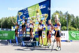 25.08.2024, Otepaeae, Estonia (EST): Lora Hristova (BUL), Valentina Dimitrova (BUL), Ilona Plechacova (CZE), Olena Horodna (UKR), Ragna Fodstad (NOR), Inka Hamalainen (FIN), (l-r) - IBU Summer Biathlon World Championships, pursuit junior women, Otepaeae (EST). www.nordicfocus.com. © Manzoni/NordicFocus. Every downloaded picture is fee-liable.