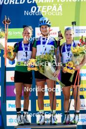 25.08.2024, Otepaeae, Estonia (EST): Lora Hristova (BUL), Valentina Dimitrova (BUL), Ilona Plechacova (CZE), (l-r) - IBU Summer Biathlon World Championships, pursuit junior women, Otepaeae (EST). www.nordicfocus.com. © Manzoni/NordicFocus. Every downloaded picture is fee-liable.