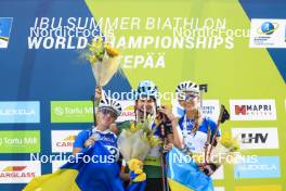 24.08.2024, Otepaeae, Estonia (EST): Viktoriia Khvostenko (UKR), Valentina Dimitrova (BUL), Olena Horodna (UKR), (l-r) - IBU Summer Biathlon World Championships, sprint junior women, Otepaeae (EST). www.nordicfocus.com. © Manzoni/NordicFocus. Every downloaded picture is fee-liable.