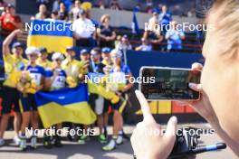 24.08.2024, Otepaeae, Estonia (EST): Kseniia Prykhodko (UKR), Viktoriia Khvostenko (UKR), Olena Horodna (UKR), (l-r) - IBU Summer Biathlon World Championships, sprint junior women, Otepaeae (EST). www.nordicfocus.com. © Manzoni/NordicFocus. Every downloaded picture is fee-liable.