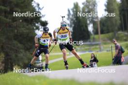 24.08.2024, Otepaeae, Estonia (EST): Robert Heldna (EST), Fabien Claude (FRA), (l-r) - IBU Summer Biathlon World Championships, sprint men, Otepaeae (EST). www.nordicfocus.com. © Manzoni/NordicFocus. Every downloaded picture is fee-liable.