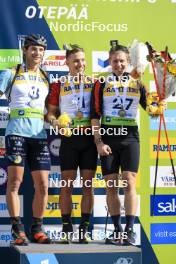 24.08.2024, Otepaeae, Estonia (EST): Emilien Claude (FRA), Jakub Stvrtecky (CZE), Thierry Langer (BEL), (l-r) - IBU Summer Biathlon World Championships, sprint men, Otepaeae (EST). www.nordicfocus.com. © Manzoni/NordicFocus. Every downloaded picture is fee-liable.