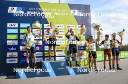 24.08.2024, Otepaeae, Estonia (EST): Emilien Claude (FRA), Jakub Stvrtecky (CZE), Thierry Langer (BEL), Wojciech Skorusa (POL), Andrejs Rastorgujevs (LAT), Jonni Mukkala (FIN), (l-r) - IBU Summer Biathlon World Championships, sprint men, Otepaeae (EST). www.nordicfocus.com. © Manzoni/NordicFocus. Every downloaded picture is fee-liable.