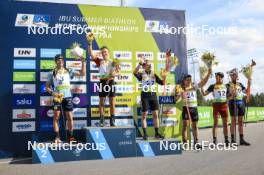 24.08.2024, Otepaeae, Estonia (EST): Emilien Claude (FRA), Jakub Stvrtecky (CZE), Thierry Langer (BEL), Wojciech Skorusa (POL), Andrejs Rastorgujevs (LAT), Jonni Mukkala (FIN), (l-r) - IBU Summer Biathlon World Championships, sprint men, Otepaeae (EST). www.nordicfocus.com. © Manzoni/NordicFocus. Every downloaded picture is fee-liable.