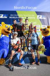 24.08.2024, Otepaeae, Estonia (EST): Fabien Claude (FRA), Florent Claude (BEL), Thierry Langer (BEL), Emilien Claude (FRA), (l-r) - IBU Summer Biathlon World Championships, sprint men, Otepaeae (EST). www.nordicfocus.com. © Manzoni/NordicFocus. Every downloaded picture is fee-liable.