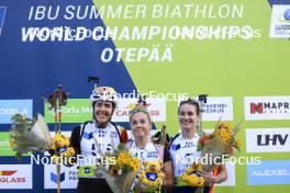 24.08.2024, Otepaeae, Estonia (EST): Lotte Lie (BEL), Tereza Vobornikova (CZE), Paulina Batovska Fialkova (SVK), (l-r) - IBU Summer Biathlon World Championships, sprint women, Otepaeae (EST). www.nordicfocus.com. © Manzoni/NordicFocus. Every downloaded picture is fee-liable.