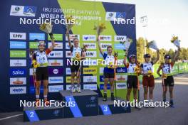 24.08.2024, Otepaeae, Estonia (EST): Lotte Lie (BEL), Tereza Vobornikova (CZE), Paulina Batovska Fialkova (SVK), Joanna Jakiela (POL), Sanita Bulina (LAT), Kamila Zuk (POL), (l-r) - IBU Summer Biathlon World Championships, sprint women, Otepaeae (EST). www.nordicfocus.com. © Manzoni/NordicFocus. Every downloaded picture is fee-liable.