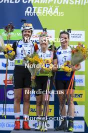 24.08.2024, Otepaeae, Estonia (EST): Lotte Lie (BEL), Tereza Vobornikova (CZE), Paulina Batovska Fialkova (SVK), (l-r) - IBU Summer Biathlon World Championships, sprint women, Otepaeae (EST). www.nordicfocus.com. © Manzoni/NordicFocus. Every downloaded picture is fee-liable.