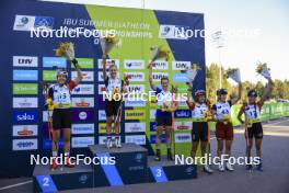 24.08.2024, Otepaeae, Estonia (EST): Lotte Lie (BEL), Tereza Vobornikova (CZE), Paulina Batovska Fialkova (SVK), Joanna Jakiela (POL), Sanita Bulina (LAT), Kamila Zuk (POL), (l-r) - IBU Summer Biathlon World Championships, sprint women, Otepaeae (EST). www.nordicfocus.com. © Manzoni/NordicFocus. Every downloaded picture is fee-liable.