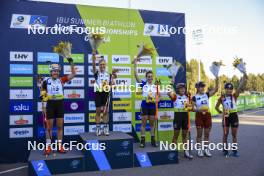 24.08.2024, Otepaeae, Estonia (EST): Lotte Lie (BEL), Tereza Vobornikova (CZE), Paulina Batovska Fialkova (SVK), Joanna Jakiela (POL), Sanita Bulina (LAT), Kamila Zuk (POL), (l-r) - IBU Summer Biathlon World Championships, sprint women, Otepaeae (EST). www.nordicfocus.com. © Manzoni/NordicFocus. Every downloaded picture is fee-liable.