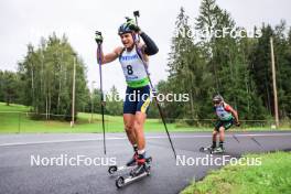 22.08.2024, Otepaeae, Estonia (EST): Yehor Makarenko (UKR), Sebastian Ilavsky (SVK), (l-r) - IBU Summer Biathlon World Championships, super sprint junior men, Otepaeae (EST). www.nordicfocus.com. © Manzoni/NordicFocus. Every downloaded picture is fee-liable.