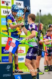 22.08.2024, Otepaeae, Estonia (EST): Victor Berglund (SWE), Matija Legovic (CRO), (l-r) - IBU Summer Biathlon World Championships, super sprint junior men, Otepaeae (EST). www.nordicfocus.com. © Manzoni/NordicFocus. Every downloaded picture is fee-liable.