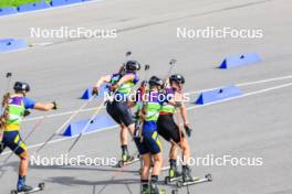 22.08.2024, Otepaeae, Estonia (EST): Vitalii Mandzyn (UKR), Jakub Borgula (SVK), Bohdan Borkovskyi (UKR), Daniel Malusek (CZE), (l-r) - IBU Summer Biathlon World Championships, super sprint junior men, Otepaeae (EST). www.nordicfocus.com. © Manzoni/NordicFocus. Every downloaded picture is fee-liable.