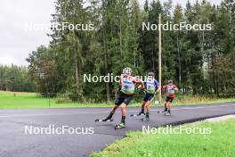 22.08.2024, Otepaeae, Estonia (EST): Jakub Potoniec (POL), Vitalii Mandzyn (UKR), Fabian Suchodolski (POL), (l-r) - IBU Summer Biathlon World Championships, super sprint junior men, Otepaeae (EST). www.nordicfocus.com. © Manzoni/NordicFocus. Every downloaded picture is fee-liable.