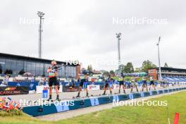 22.08.2024, Otepaeae, Estonia (EST): David Elias (CZE), Georgi Dzhorgov (BUL), Rasmus Tiislar (EST), Bohdan Borkovskyi (UKR), Dias Omarov (KAZ), Konstantin Vasilev (BUL), (l-r) - IBU Summer Biathlon World Championships, super sprint junior men, Otepaeae (EST). www.nordicfocus.com. © Manzoni/NordicFocus. Every downloaded picture is fee-liable.