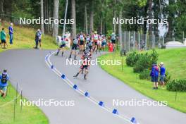 22.08.2024, Otepaeae, Estonia (EST): Matija Legovic (CRO), Jakub Borgula (SVK), Michal Adamov (SVK), Sivert Gerhardsen (NOR), Haavard Tosterud (NOR), (l-r) - IBU Summer Biathlon World Championships, super sprint junior men, Otepaeae (EST). www.nordicfocus.com. © Manzoni/NordicFocus. Every downloaded picture is fee-liable.