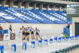 22.08.2024, Otepaeae, Estonia (EST): Fabian Suchodolski (POL), Vitalii Mandzyn (UKR), Kasper Kalkenberg (NOR), (l-r) - IBU Summer Biathlon World Championships, super sprint junior men, Otepaeae (EST). www.nordicfocus.com. © Manzoni/NordicFocus. Every downloaded picture is fee-liable.