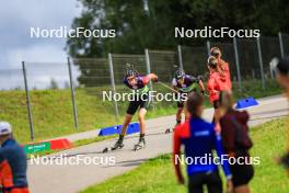 22.08.2024, Otepaeae, Estonia (EST): Jakub Borgula (SVK), Rasmus Tiislar (EST), (l-r) - IBU Summer Biathlon World Championships, super sprint junior men, Otepaeae (EST). www.nordicfocus.com. © Manzoni/NordicFocus. Every downloaded picture is fee-liable.