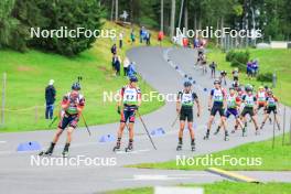 22.08.2024, Otepaeae, Estonia (EST): Sivert Gerhardsen (NOR), Haavard Tosterud (NOR), Georgi Naumov (BUL), (l-r) - IBU Summer Biathlon World Championships, super sprint junior men, Otepaeae (EST). www.nordicfocus.com. © Manzoni/NordicFocus. Every downloaded picture is fee-liable.