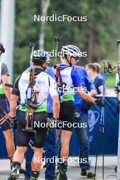 22.08.2024, Otepaeae, Estonia (EST): Rasmus Tiislar (EST), Georgi Dzhorgov (BUL), (l-r) - IBU Summer Biathlon World Championships, super sprint junior men, Otepaeae (EST). www.nordicfocus.com. © Manzoni/NordicFocus. Every downloaded picture is fee-liable.