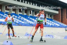 22.08.2024, Otepaeae, Estonia (EST): Eldar Kadyrov (KGZ), Kristians Karlsbergs (LAT), (l-r) - IBU Summer Biathlon World Championships, super sprint junior men, Otepaeae (EST). www.nordicfocus.com. © Manzoni/NordicFocus. Every downloaded picture is fee-liable.