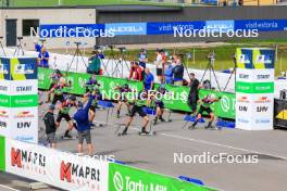 22.08.2024, Otepaeae, Estonia (EST): Jiri Blaha (CZE), David Elias (CZE), Georgi Dzhorgov (BUL), Kasper Kalkenberg (NOR), Jakub Borgula (SVK), Matija Legovic (CRO), Vladimir Kocmanek (CZE), (l-r) - IBU Summer Biathlon World Championships, super sprint junior men, Otepaeae (EST). www.nordicfocus.com. © Manzoni/NordicFocus. Every downloaded picture is fee-liable.