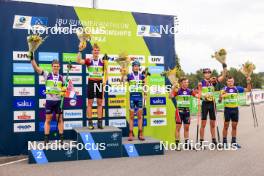 22.08.2024, Otepaeae, Estonia (EST): Matija Legovic (CRO), David Elias (CZE), Victor Berglund (SWE), Sivert Gerhardsen (NOR), Jakub Borgula (SVK), Vitalii Mandzyn (UKR), (l-r) - IBU Summer Biathlon World Championships, super sprint junior men, Otepaeae (EST). www.nordicfocus.com. © Manzoni/NordicFocus. Every downloaded picture is fee-liable.