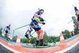 22.08.2024, Otepaeae, Estonia (EST): Hanni Koski (FIN), Eveliina Hakala (FIN), Ines Legovic (CRO), (l-r) - IBU Summer Biathlon World Championships, super sprint junior women, Otepaeae (EST). www.nordicfocus.com. © Manzoni/NordicFocus. Every downloaded picture is fee-liable.