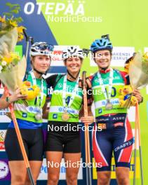 22.08.2024, Otepaeae, Estonia (EST): Inka Hamalainen (FIN), Lora Hristova (BUL), Ragna Fodstad (NOR), (l-r) - IBU Summer Biathlon World Championships, super sprint junior women, Otepaeae (EST). www.nordicfocus.com. © Manzoni/NordicFocus. Every downloaded picture is fee-liable.